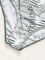 Tankini Boho Gola Alta Dividida Estampa Botânica