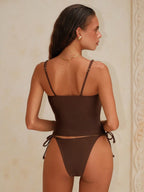 Tankini Cropped Vazado Amarração Nó Lateral