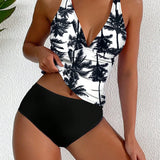 Tankini Decote V Recorte Vazado Bojo Triângulo