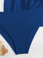Tankini Gola Assimétrica Nó Enrugado 2 Peças
