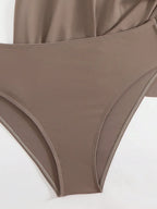 Tankini Gola Assimétrica Nó Enrugado 2 Peças