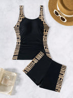 Tankini Gola Redonda Bojo Inteiro Estampa Mista