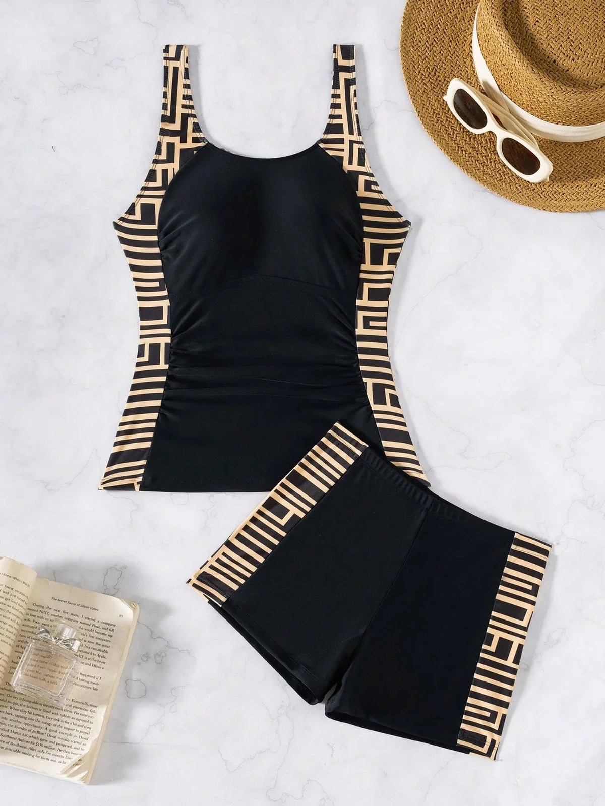Tankini Gola Redonda Bojo Inteiro Estampa Mista