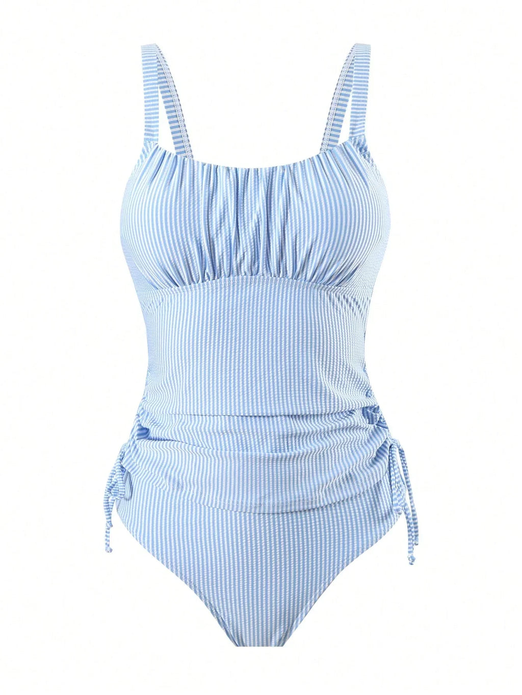 Tankini Plissado Ziguezague Nó Lateral Cordão