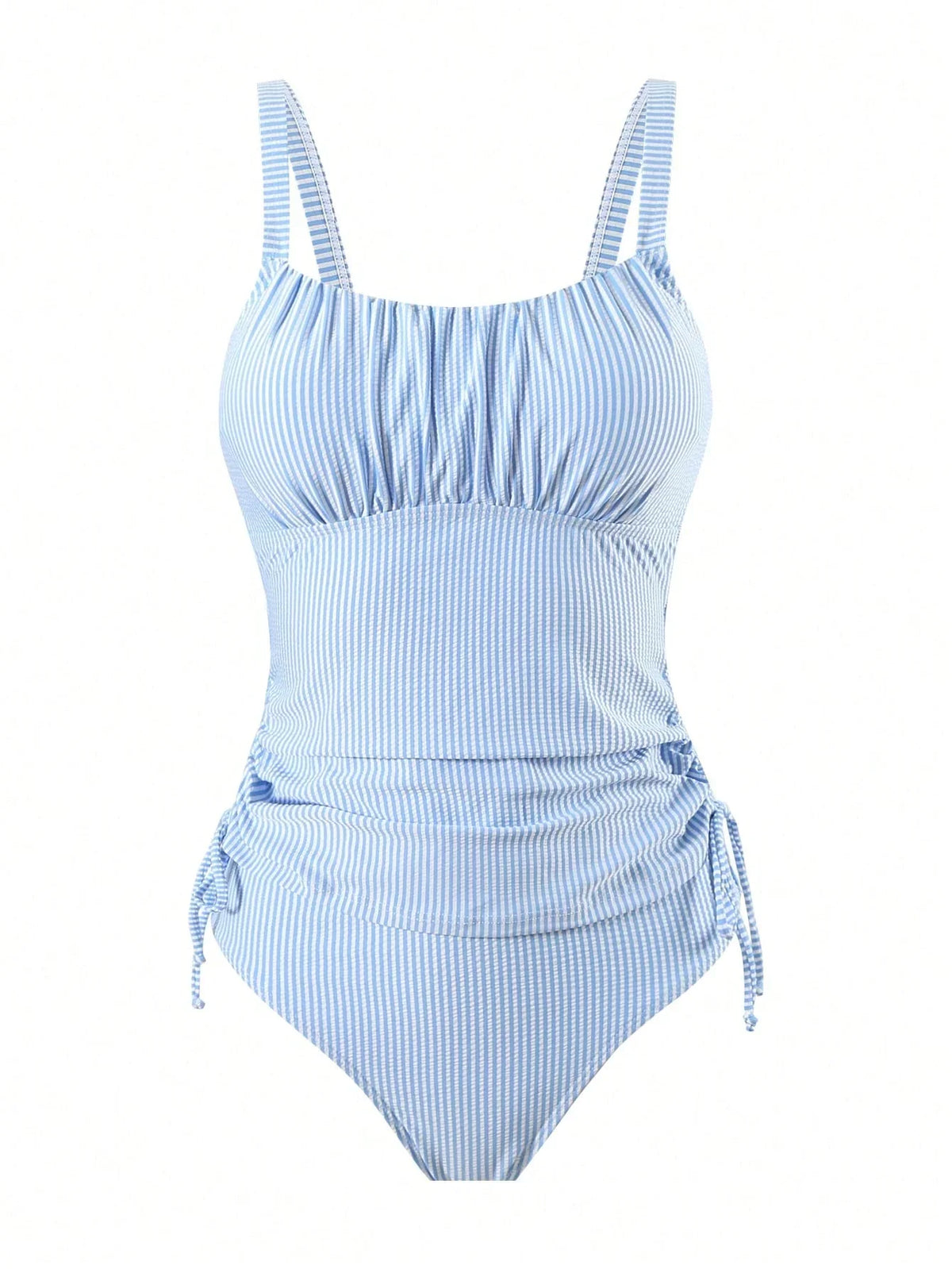 Tankini Plissado Ziguezague Nó Lateral Cordão