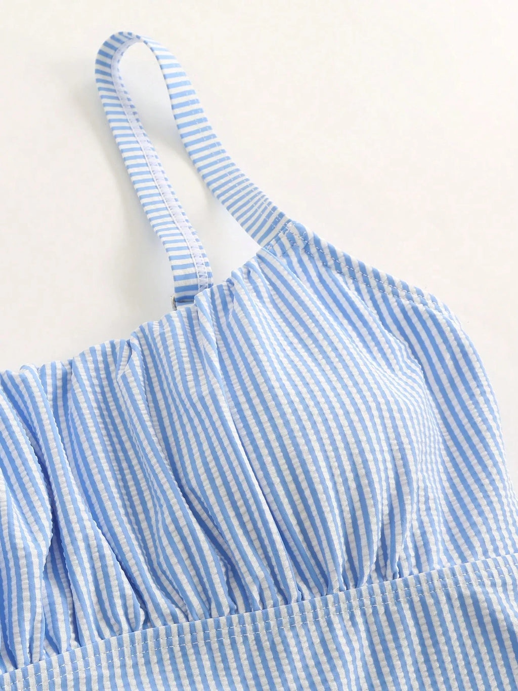 Tankini Plissado Ziguezague Nó Lateral Cordão