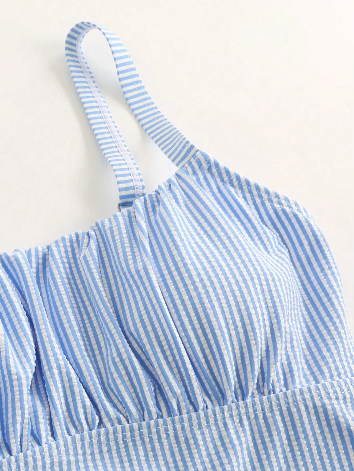 Tankini Plissado Ziguezague Nó Lateral Cordão