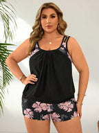 Tankini Plus Size Decote U com Short Floral