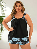 Tankini Plus Size Decote U com Short Floral