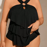 Tankini Plus Size Halter Vazado Luz da Orla