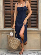 Vestido Camiseta Brisa da Ilha com Amarração e Fenda — fotografia 4 | Mar & Pérola