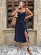 Vestido Camiseta Brisa da Ilha com Amarração e Fenda — fotografia 6 | Mar & Pérola