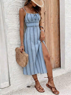 Vestido Camiseta Brisa da Ilha com Amarração e Fenda — fotografia 57 | Mar & Pérola