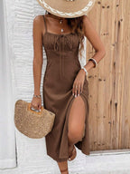 Vestido Camiseta Brisa da Ilha com Amarração e Fenda — fotografia 99 | Mar & Pérola