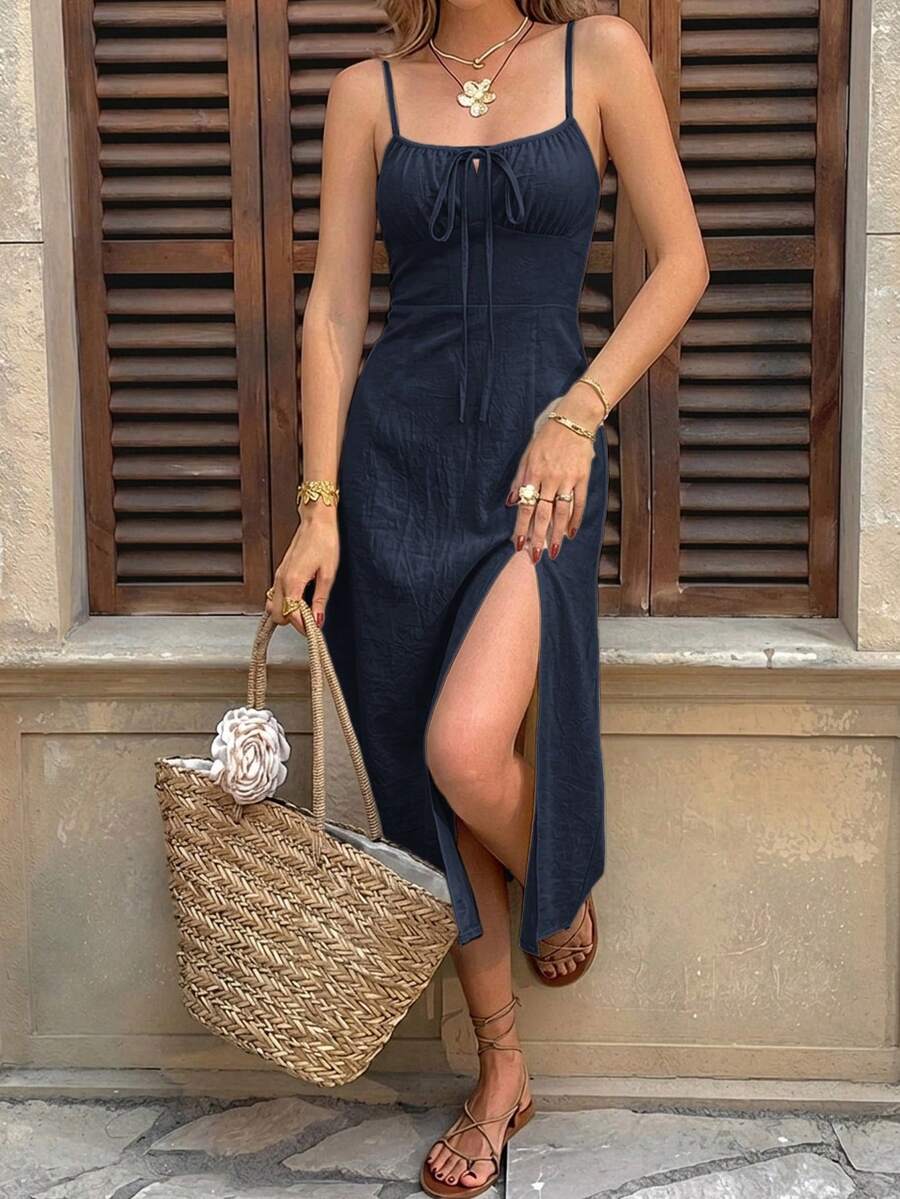 Vestido Camiseta Brisa da Ilha com Amarração e Fenda — fotografia 115 | Mar & Pérola