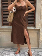 Vestido Camiseta Brisa da Ilha com Amarração e Fenda — fotografia 119 | Mar & Pérola