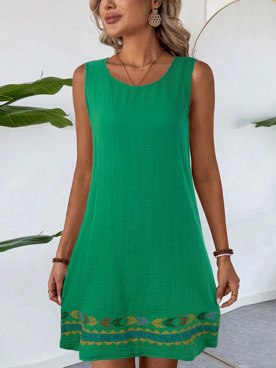 Vestido Curto Boho de Algodão Enseada Boho com Bordado — fotografia 8 | Mar & Pérola