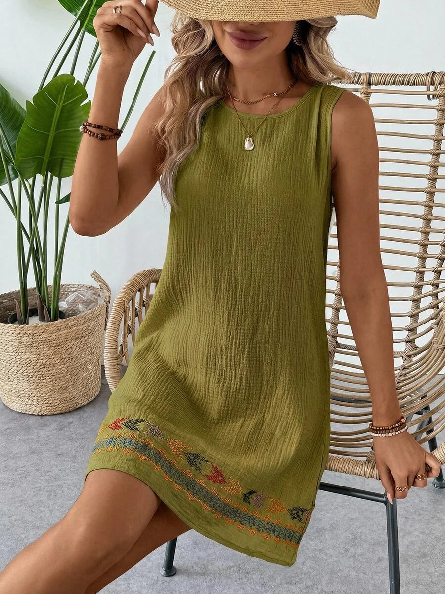 Vestido Curto Boho de Algodão Enseada Boho com Bordado — fotografia 30 | Mar & Pérola