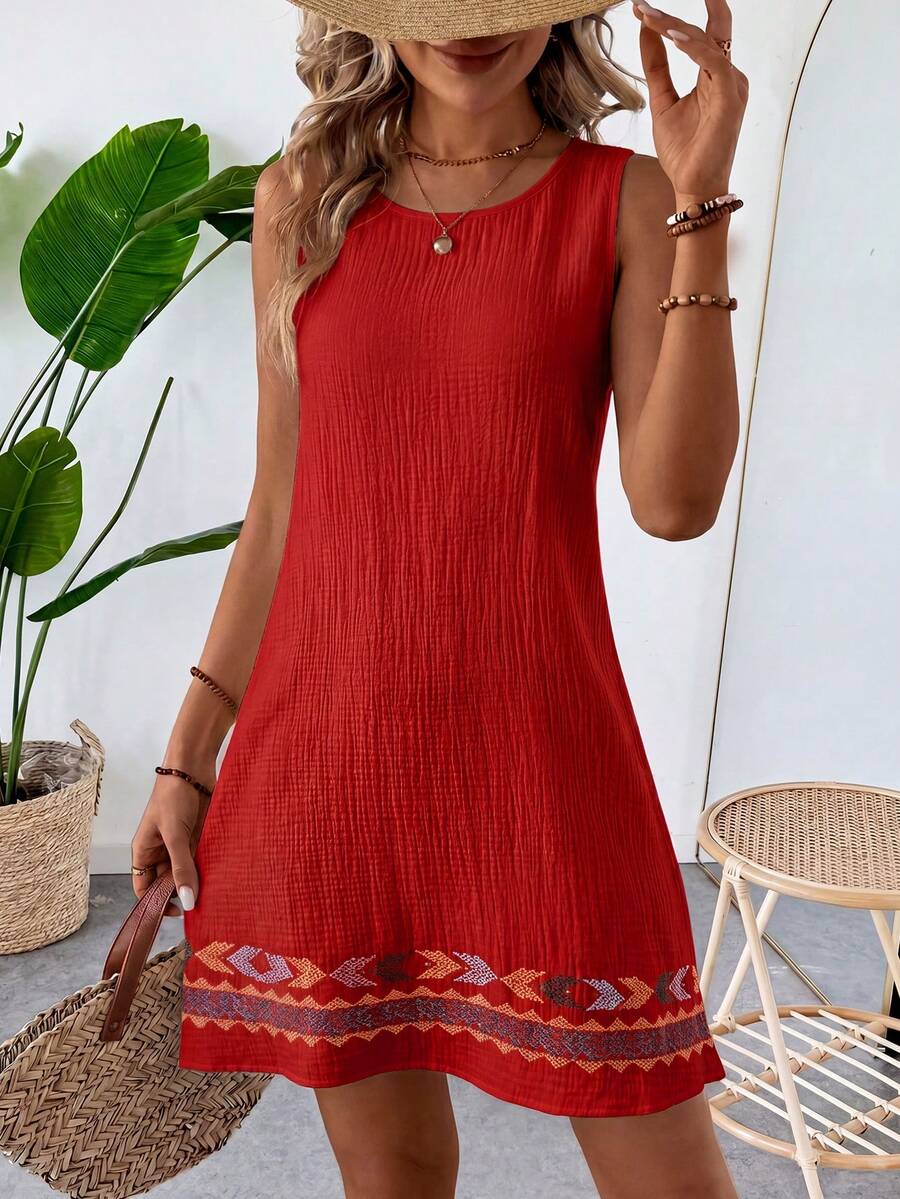 Vestido Curto Boho de Algodão Enseada Boho com Bordado — fotografia 58 | Mar & Pérola