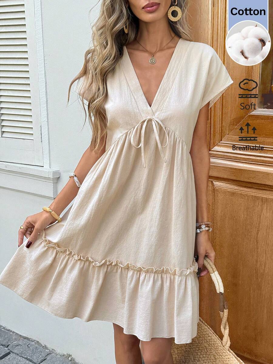 Vestido Curto Boho Orla Boho com Babado e Detalhe em Pompom — fotografia 17 | Mar & Pérola
