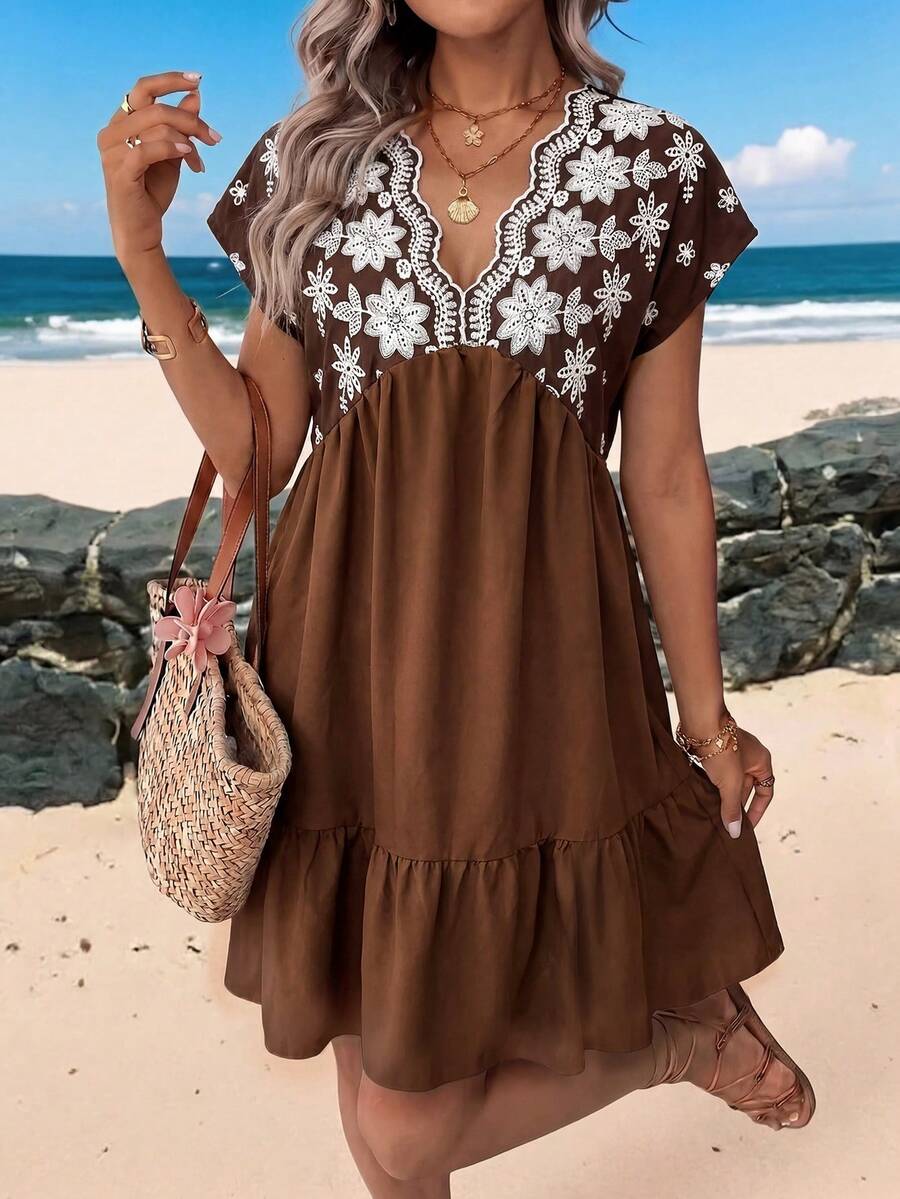 Vestido Curto Boho Orla Boho com Babado e Detalhe em Pompom — fotografia 53 | Mar & Pérola