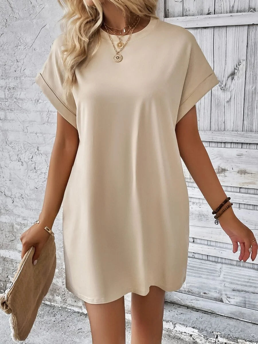 Vestido Curto Camiseta Brisa da Ilha com Bolsos e Manga Morcego — fotografia 6 | Mar & Pérola