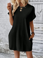 Vestido Curto Camiseta Brisa da Ilha com Bolsos e Manga Morcego — fotografia 12 | Mar & Pérola