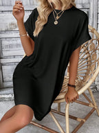 Vestido Curto Camiseta Brisa da Ilha com Bolsos e Manga Morcego — fotografia 14 | Mar & Pérola