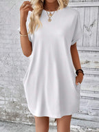 Vestido Curto Camiseta Brisa da Ilha com Bolsos e Manga Morcego — fotografia 18 | Mar & Pérola