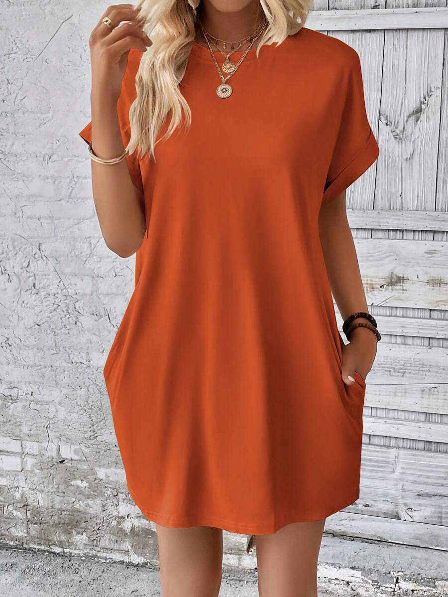 Vestido Curto Camiseta Brisa da Ilha com Bolsos e Manga Morcego — fotografia 30 | Mar & Pérola