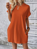 Vestido Curto Camiseta Brisa da Ilha com Bolsos e Manga Morcego — fotografia 32 | Mar & Pérola