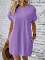 Vestido Curto Camiseta Brisa da Ilha com Bolsos e Manga Morcego — fotografia 33 | Mar & Pérola