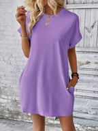 Vestido Curto Camiseta Brisa da Ilha com Bolsos e Manga Morcego — fotografia 37 | Mar & Pérola