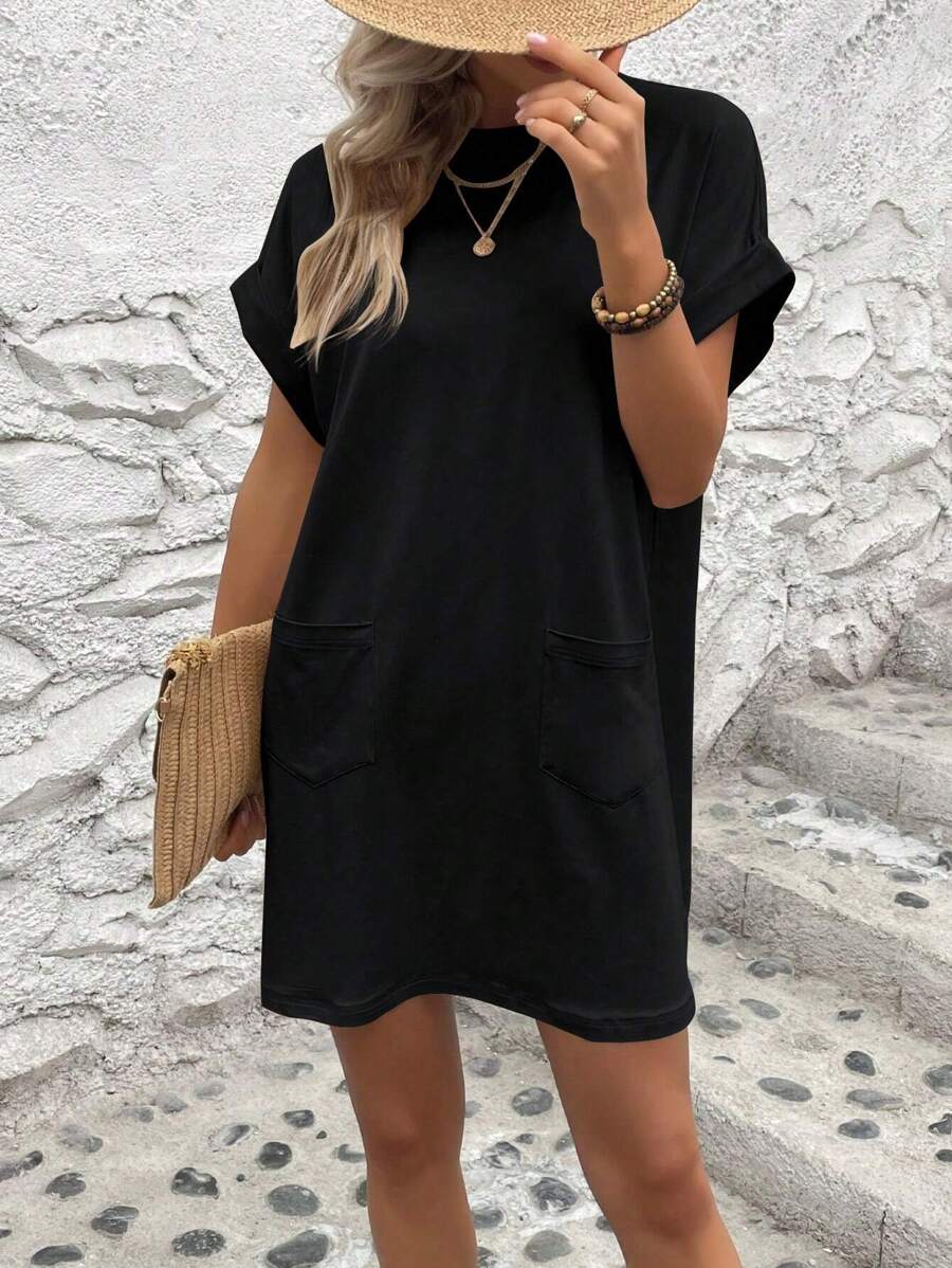Vestido Curto Camiseta Brisa da Ilha com Bolsos e Manga Morcego — fotografia 38 | Mar & Pérola