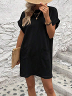 Vestido Curto Camiseta Brisa da Ilha com Bolsos e Manga Morcego — fotografia 38 | Mar & Pérola