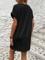Vestido Curto Camiseta Brisa da Ilha com Bolsos e Manga Morcego — fotografia 39 | Mar & Pérola