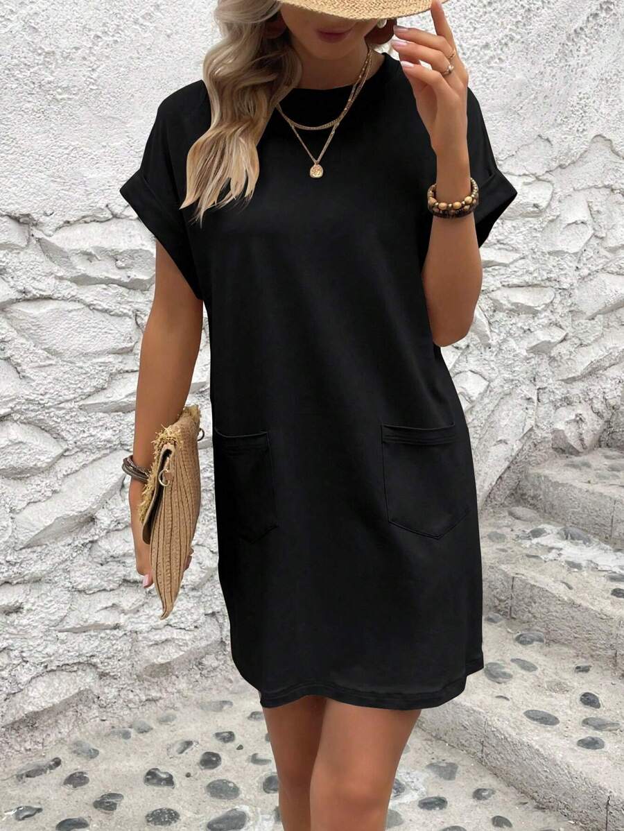Vestido Curto Camiseta Brisa da Ilha com Bolsos e Manga Morcego — fotografia 40 | Mar & Pérola