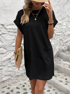 Vestido Curto Camiseta Brisa da Ilha com Bolsos e Manga Morcego — fotografia 40 | Mar & Pérola