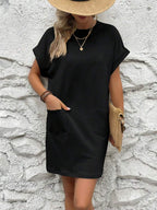 Vestido Curto Camiseta Brisa da Ilha com Bolsos e Manga Morcego — fotografia 41 | Mar & Pérola
