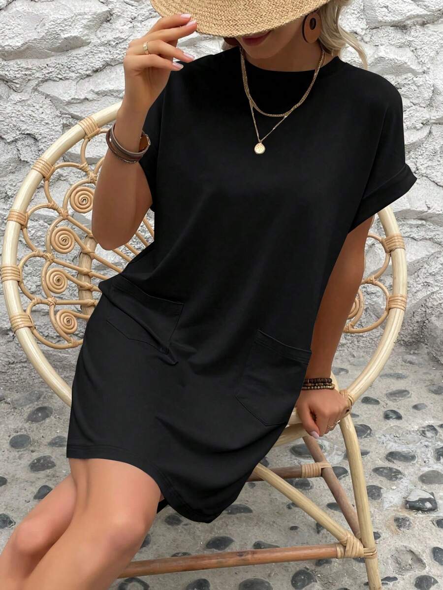 Vestido Curto Camiseta Brisa da Ilha com Bolsos e Manga Morcego — fotografia 42 | Mar & Pérola