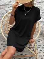 Vestido Curto Camiseta Brisa da Ilha com Bolsos e Manga Morcego — fotografia 42 | Mar & Pérola