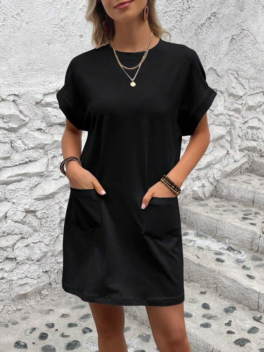 Vestido Curto Camiseta Brisa da Ilha com Bolsos e Manga Morcego — fotografia 43 | Mar & Pérola
