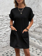 Vestido Curto Camiseta Brisa da Ilha com Bolsos e Manga Morcego — fotografia 43 | Mar & Pérola