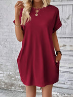 Vestido Curto Camiseta Brisa da Ilha com Bolsos e Manga Morcego — fotografia 47 | Mar & Pérola