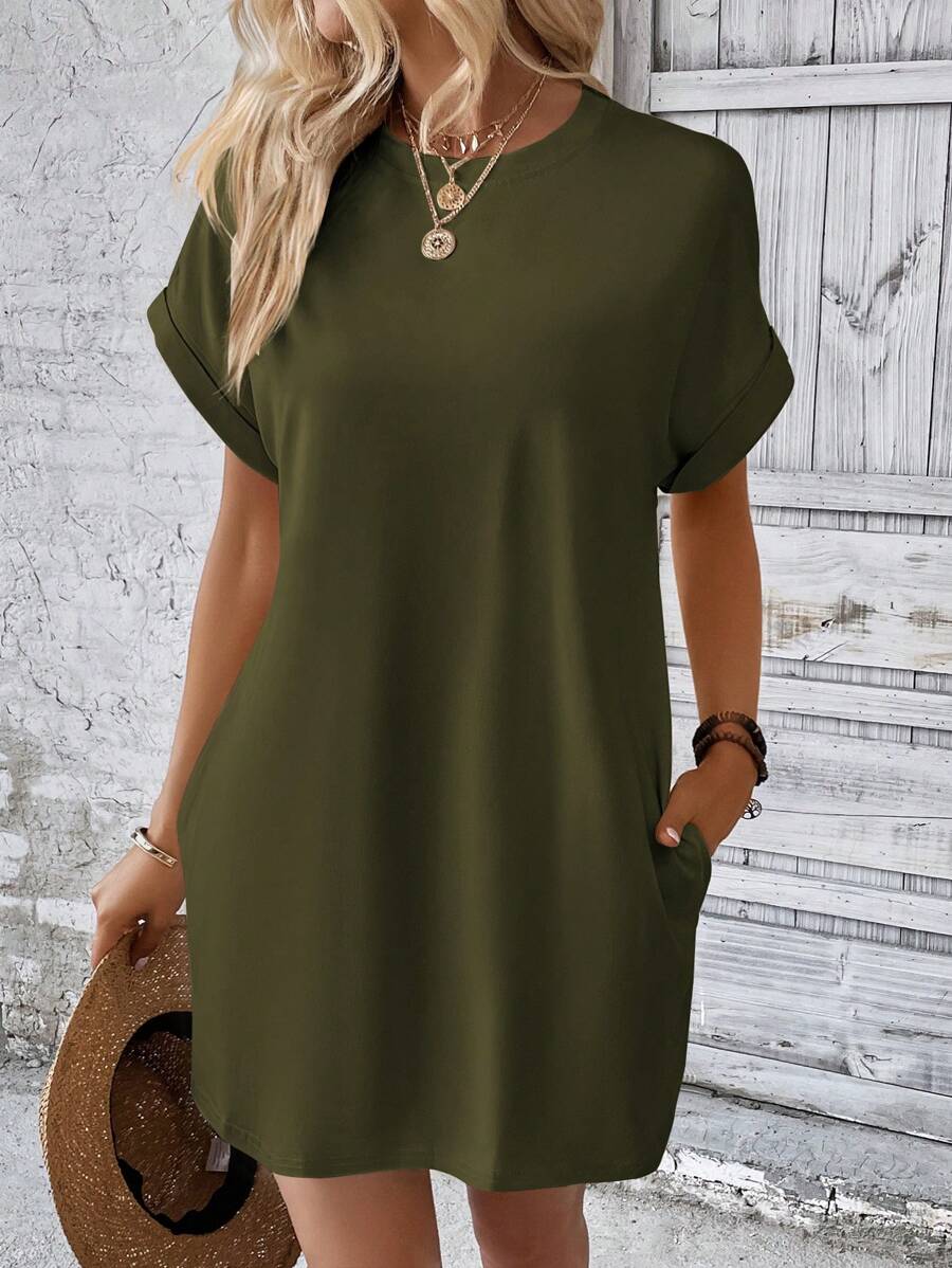 Vestido Curto Camiseta Brisa da Ilha com Bolsos e Manga Morcego — fotografia 49 | Mar & Pérola