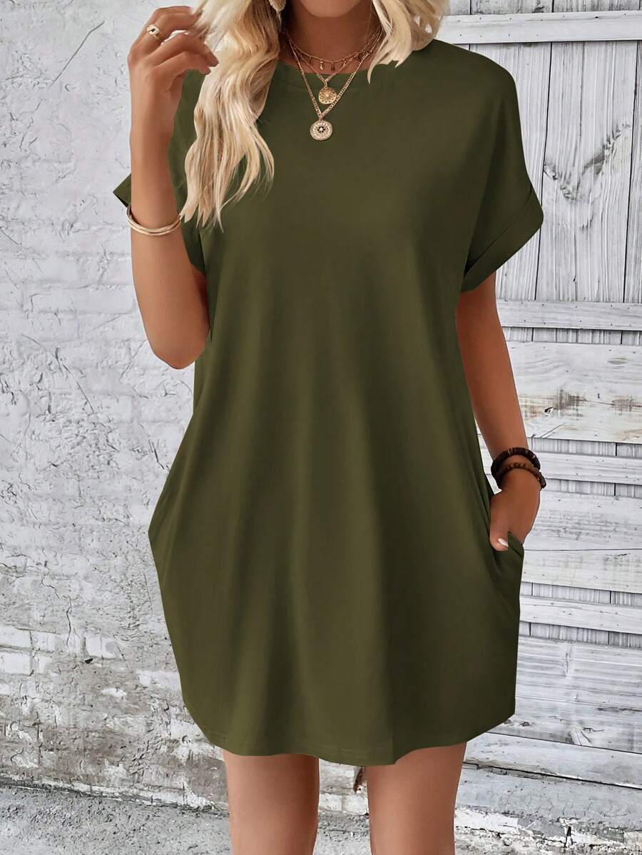 Vestido Curto Camiseta Brisa da Ilha com Bolsos e Manga Morcego — fotografia 52 | Mar & Pérola