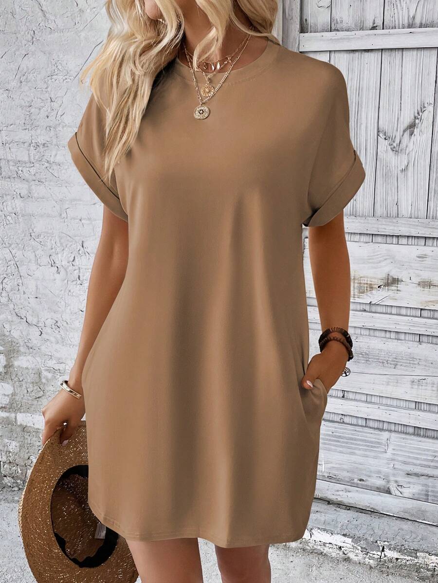 Vestido Curto Camiseta Brisa da Ilha com Bolsos e Manga Morcego — fotografia 59 | Mar & Pérola