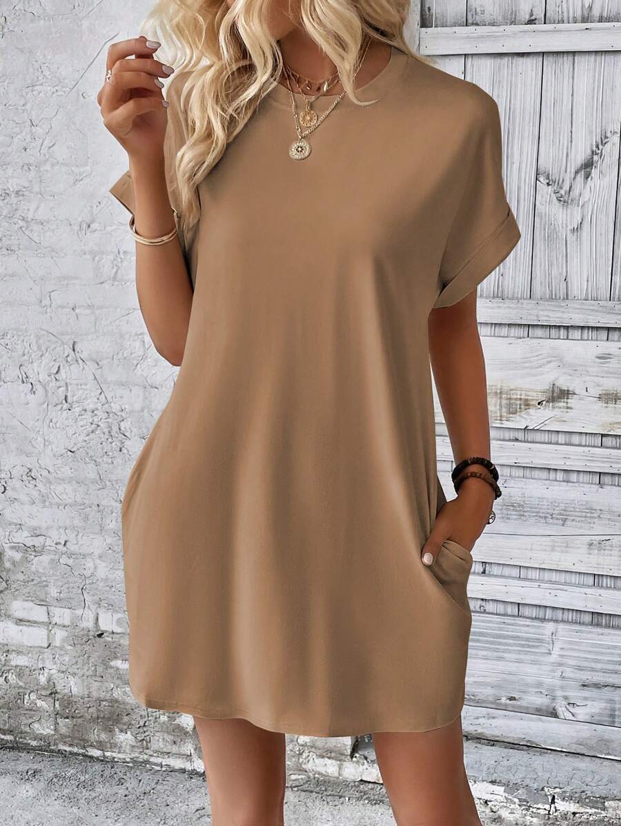 Vestido Curto Camiseta Brisa da Ilha com Bolsos e Manga Morcego — fotografia 62 | Mar & Pérola