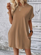 Vestido Curto Camiseta Brisa da Ilha com Bolsos e Manga Morcego — fotografia 62 | Mar & Pérola