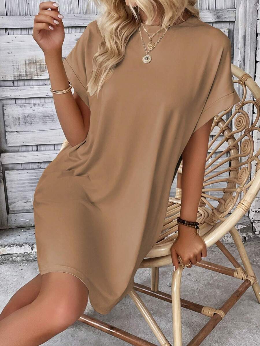 Vestido Curto Camiseta Brisa da Ilha com Bolsos e Manga Morcego — fotografia 64 | Mar & Pérola